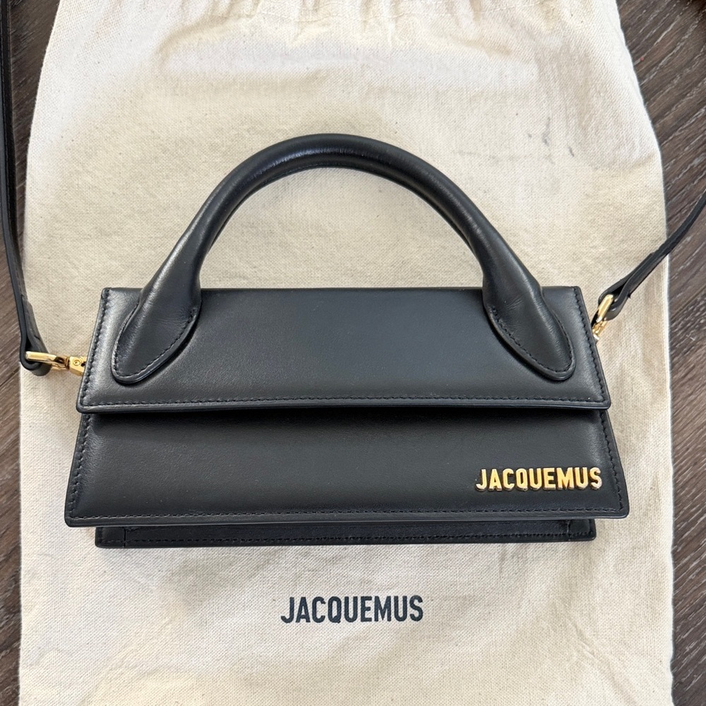 Jacquemus Black Le Chiquito Top-Handle Mini Bag with Gold Logo